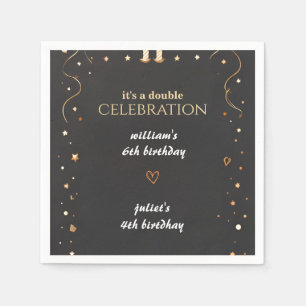 family Sibling Black simple modern Joint Birthday Napkin