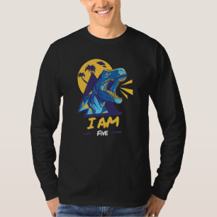 Family Siblings Dinosaur Birthday I Am Five 5 Brot T-Shirt