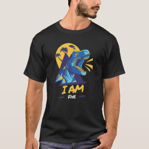 Family Siblings Dinosaur Birthday I Am Five 5 Brot T-Shirt