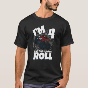 Family Siblings Monster Trucks Birthday I Am Four T-Shirt