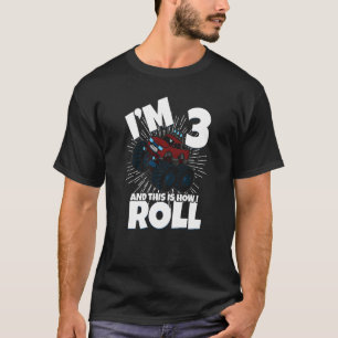 Family Siblings Monster Trucks Birthday I Am Three T-Shirt