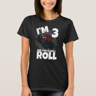 Family Siblings Monster Trucks Birthday I Am Three T-Shirt