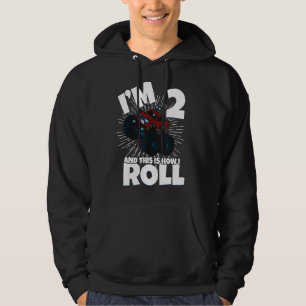 Family Siblings Monster Trucks Birthday I Am Two 2 Hoodie