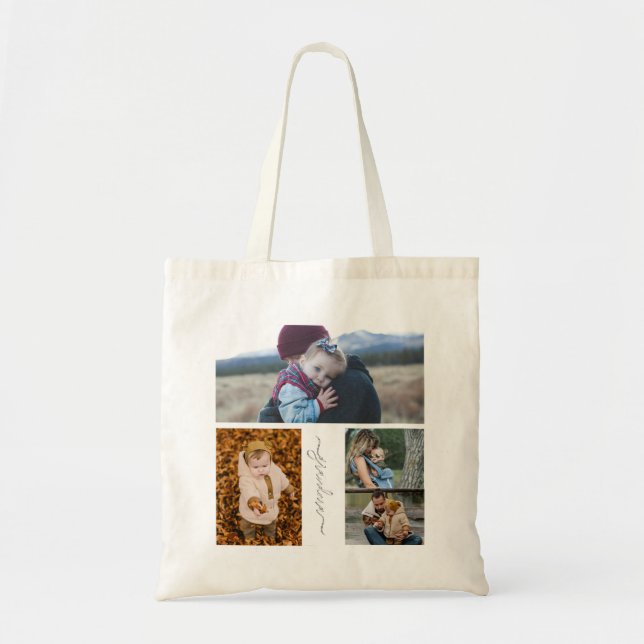 Family Simple Collage Modern Love Grandma Mom Tote Bag (Front)