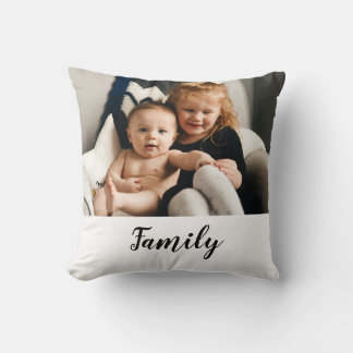 Family Simple Elegant Modern Photo Throw Pillow
