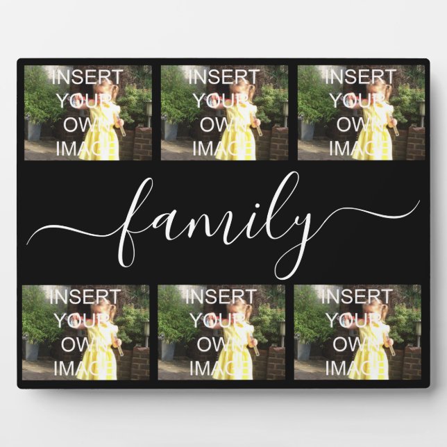 Family Six Photo Collage Gift Plaque (Front)