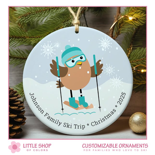 Family Ski Trip Photo Ceramic Ornament (Creator Uploaded)