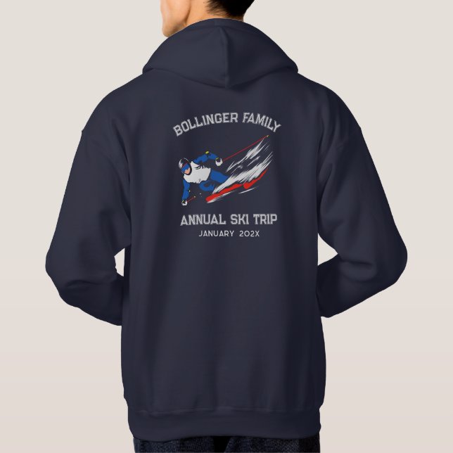 Family Ski Trip Winter Slopes Vacation Matching Hoodie (Back)