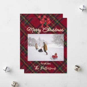 Family Snow Photo Plaid Christmas Holiday Card