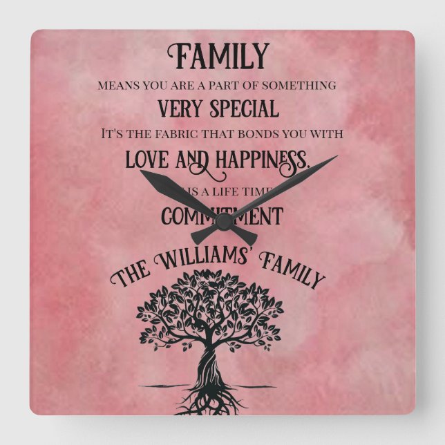 Family  square wall clock (Front)