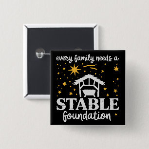 Family Stable Foundation Christian Jesus Christmas 15 Cm Square Badge