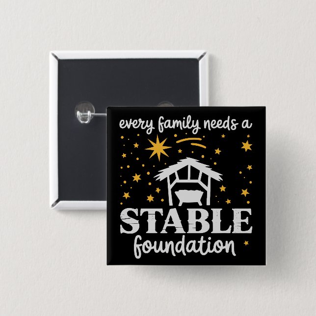 Family Stable Foundation Christian Jesus Christmas 15 Cm Square Badge (Front & Back)