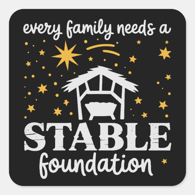 Family Stable Foundation Christian Jesus Christmas Square Sticker (Front)