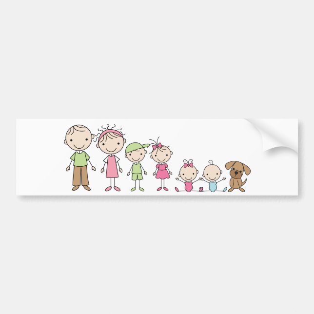 Family Stick Figures Bumper Stickers (Front)