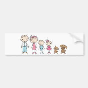Family Stick Figures Bumper Stickers