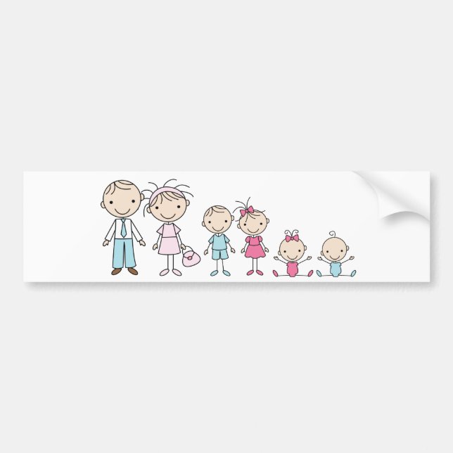 Family Stick Figures Bumper Stickers (Front)