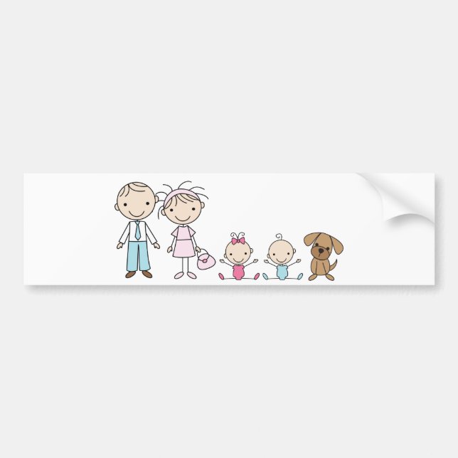 Family Stick Figures Bumper Stickers (Front)