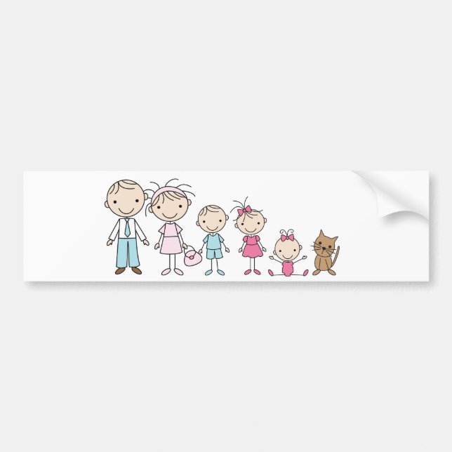 Family Stick Figures Bumper Stickers (Front)