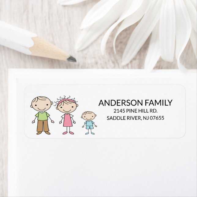 Family Stick People Return Address Labels (Insitu)