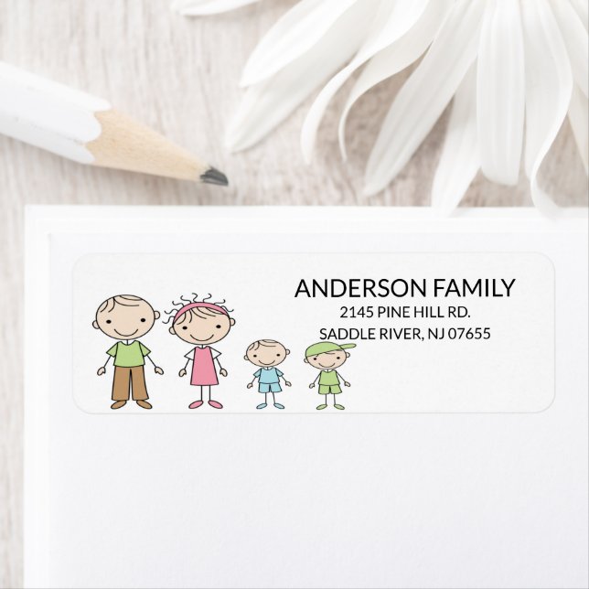 Family Stick People Return Address Labels (Insitu)