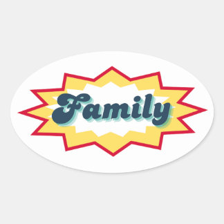 Family Sticker, comic book pop design Oval Sticker