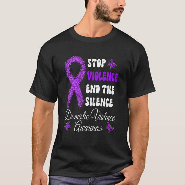 Family Stop Violence End Silence Domestic Violence T-Shirt (Front)