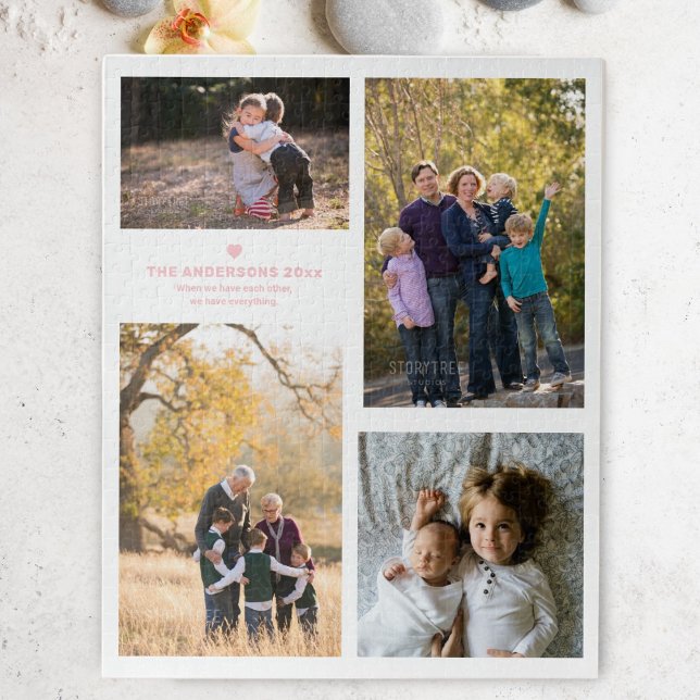 Family Strength Quote and 4 Family Photo Collage Jigsaw Puzzle (Creator Uploaded)