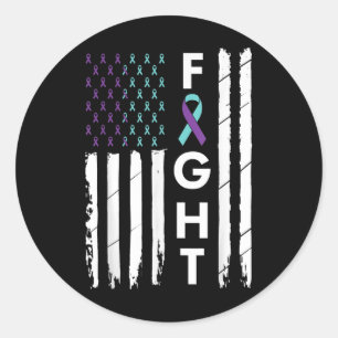 Family Suicide Prevention Awareness Teal Purple Ri Classic Round Sticker