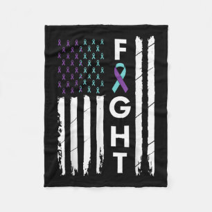 Family Suicide Prevention Awareness Teal Purple Ri Fleece Blanket