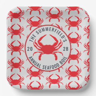 Family Summer Crab Boil Seafood Party Custom  Paper Plate