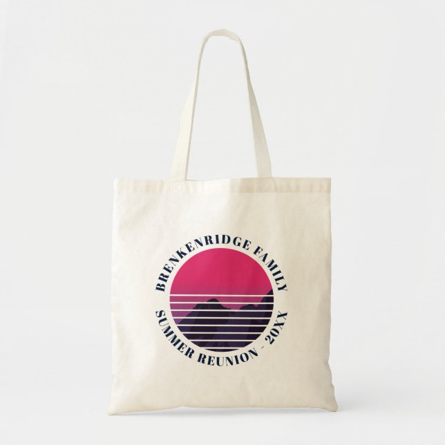 Family Summer Party Retro Sunset Mountain Giveaway Tote Bag (Front)