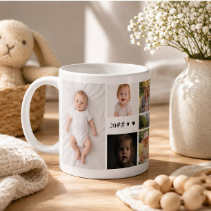 Family Summer Photo Collage with 6 Photos ☀️ Coffee Mug