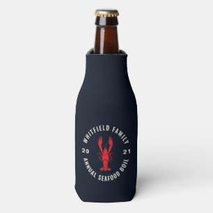 Family Summer Seafood Boil Party Custom Navy Blue Bottle Cooler