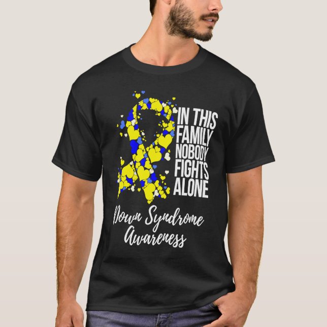 Family Support Down Syndrome Awareness T-Shirt (Front)