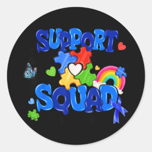 Family Support Squad Autism Awareness in April Classic Round Sticker