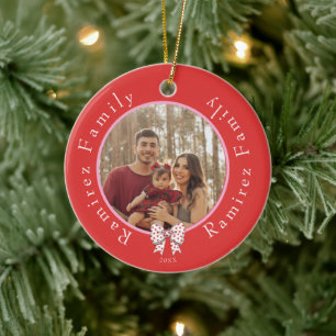 Family Sweetheart Bow photo Year Ornament
