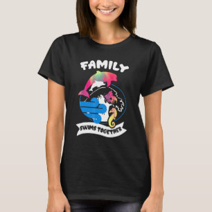 Family Swims Together Tie Dye Dolphins Fish Seahor T-Shirt