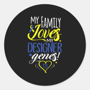 Family T21 World Down Syndrome Awareness Day Kids Classic Round Sticker