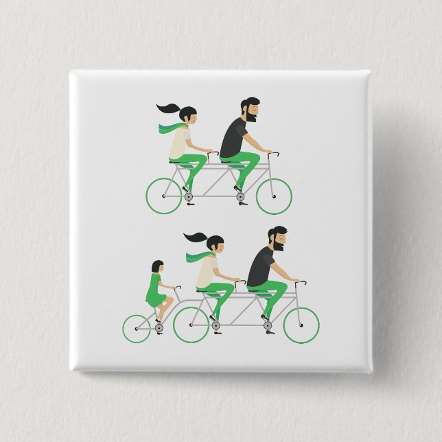 Family Tandem Bicycle Cycling 15 Cm Square Badge (Front)