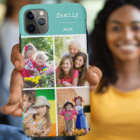 Family Teal 4 Photo Collage Custom