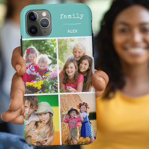Family Teal 4 Photo Collage Custom