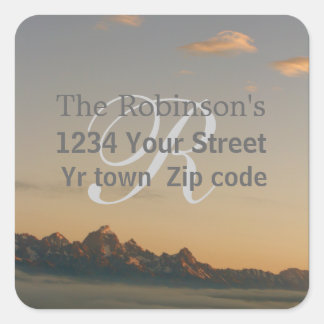 Family teton and clouds address label