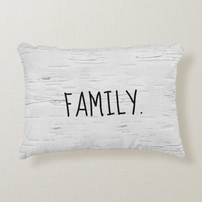 FAMILY Text On Birch Tree  Accent Pillow (Front)