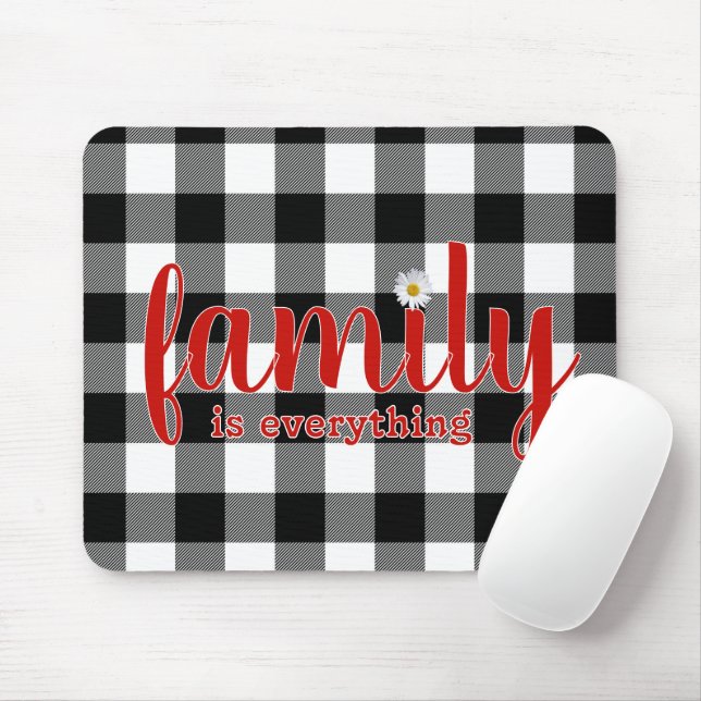 Family Text On Buffalo Plaid  Mouse Pad (With Mouse)