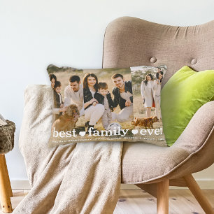 Family Text Overlay Best Family Ever Photo Collage Decorative Cushion