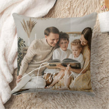 Family Text overlay boho classy cosy Throw Pillow