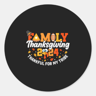 Family thanksgiving 2024 matching outfit turkey classic round sticker