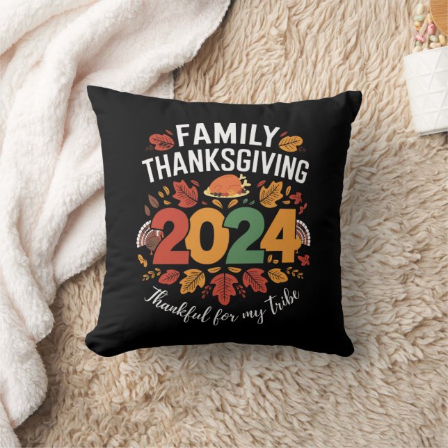 Family Thanksgiving 2024 Thankful For My Tribe  Cushion (Blanket)