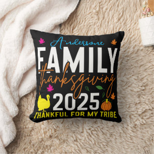 Family Thanksgiving 2025   Editable Turkey  Cushion
