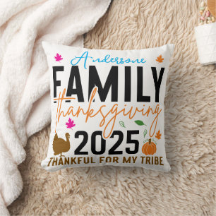 Family Thanksgiving 2025   Editable Turkey  Cushion